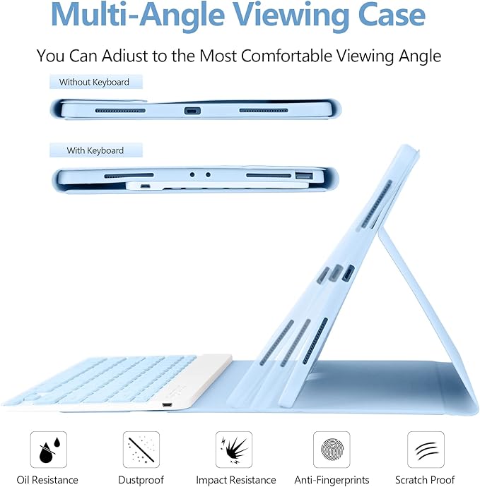 besky Keyboard Case for iPad Pro 12.9 inch (5th, 6th Generation) & New Air 13 inch M2 (Only Applies to 3 iPads Model) - Wireless Detachable Keyboard- Pencil Holder, with Auto Sleep/Wake Function