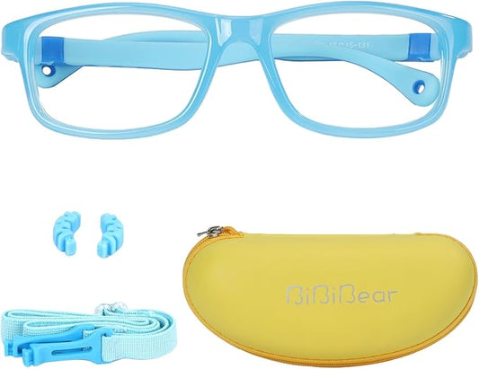 BiBiBear Toddler/Kids/Teens Glasses - Unbreakable TR90 Frame, 180° Flexible, Lightweight & Safe Glasses for Kids Age 2-15