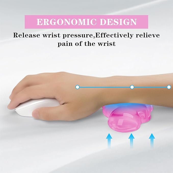 Gel Cloud Mouse Wrist Rest, Cute Wrist Support and Arm Support for Mouse Rest Typing Pain Relief，Suitable for Office/Computer/Laptop/Gaming (Transparent Pink)