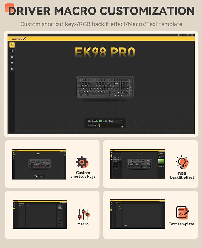 DAREU EK98pro Wireless Mechanical Keyboard,Tri-Mode BT/2.4GHz/USB-C Creamy Gaming Keyboard with Number Pad,Pre-lubed Linear Switches,Gasket Structure,Hot Swappable Custom,RGB Backlit for Win/Mac