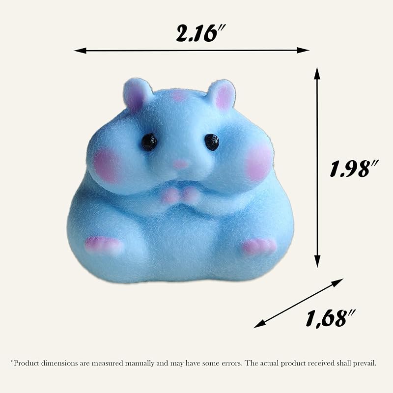 Handmade Flocked Hamster Taba Squishy Toy - Cute Realistic Silicone Animal Fidget Sensory Toy, Ultra-Soft Stress Relief Squeeze Toy for Relaxation Gift (Blue)