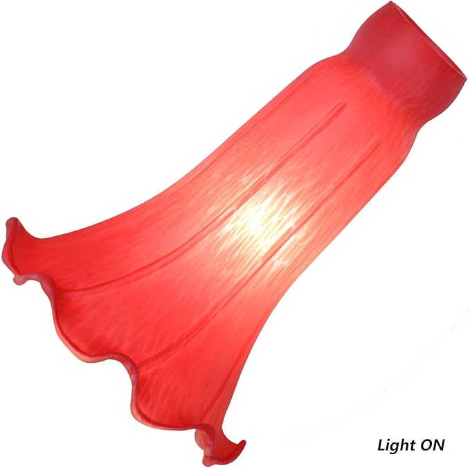 Bieye LS97 Lily Flower Blown Glass Lampshade (Red, Opening I.D. 1.26" x O.D. 1.5")