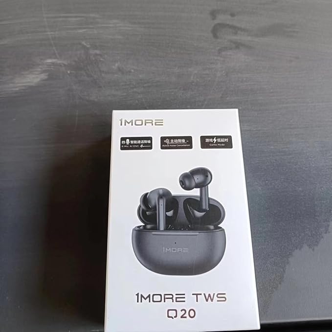 1MORE True Wireless Earbuds - Q20 Bluetooth Headphone Earbuds 30H Playback, Earphones with ANC, IPX4, Low-Latency Gaming Mode, in-Ear Earbuds with 4 Mic for Smart Phone Laptop TV Sports(Black)