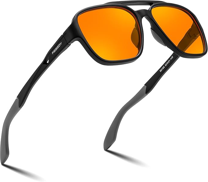 FEISEDY Orange Blue Light Blocking Glasses for Woman Men Amber Lenses Computer Gaming Glasses for Better Sleep