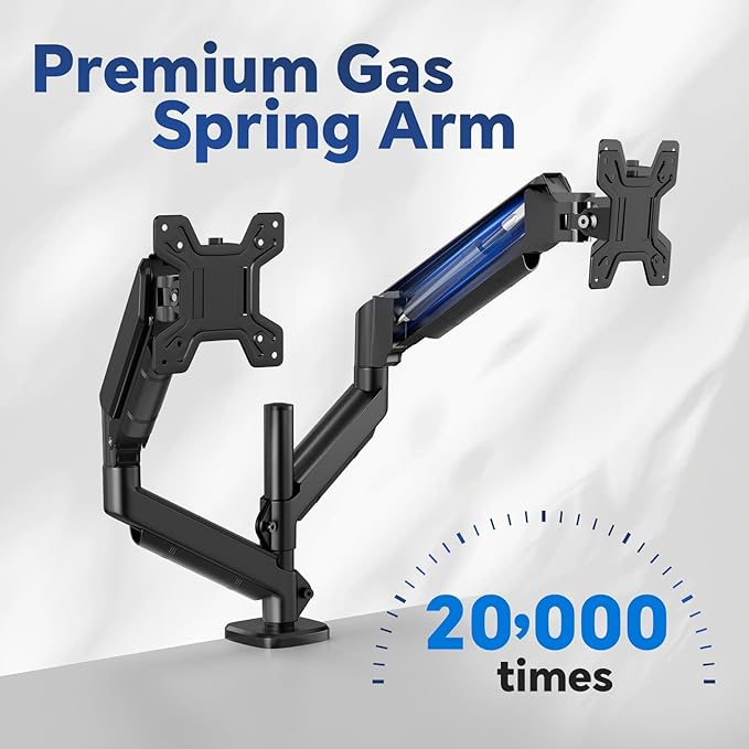 Simple Trending Dual Monitor Stand, Monitor Arm, Computer Stand, Adjustable Stand for 2 Monitors Holds up to 20 lbs, Vesa Mount for 17-32 inch Computer Screens, Black