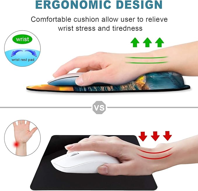 ToLuLu Mouse Pad Wrist Rest Support Gel, Ergonomic Mouse Pads with Non Slip PU Base, Mouse Wrist Rest Pad for Laptop Computer Home Office Working Gaming Pain Relief, Sunset& Beach