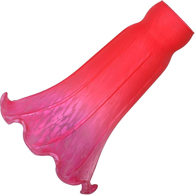 Bieye LS65 Lily Flower Blown Glass Lampshade (Red Pink, Opening I.D. 1.26" x O.D. 1.5")