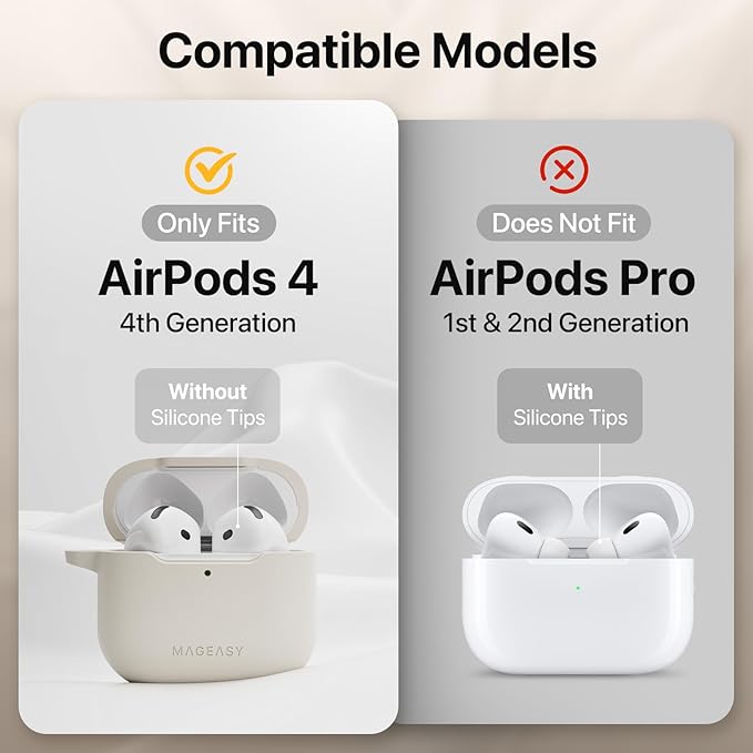 MAGEASY Designed for AirPods 4 Case - Shockproof Protective Case for AirPods 4, Stain-Resistant, Smooth & Skin-Friendly, Support Wireless Charging - Skin (Black)