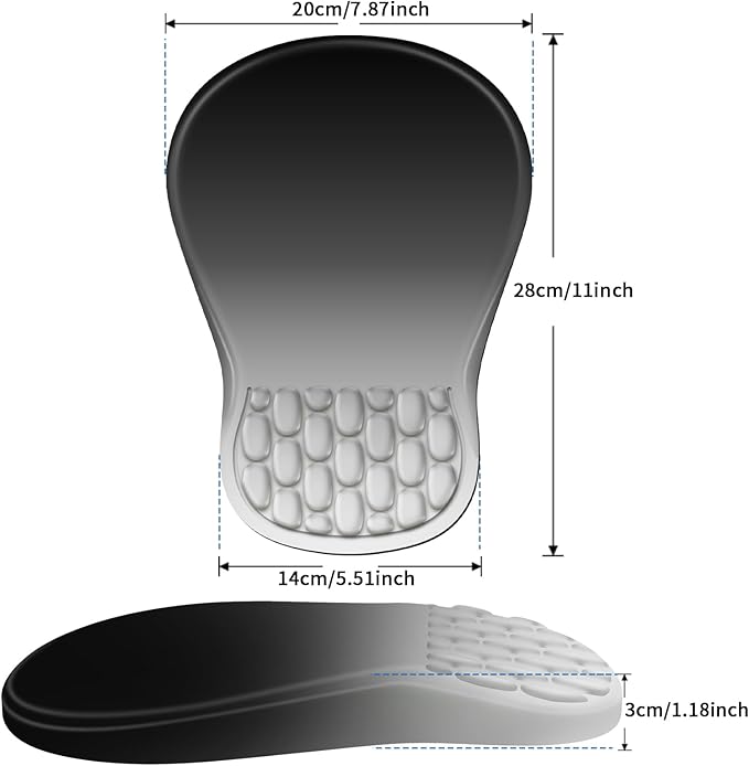 Ergonomic Mouse Pad with Wrist Rest Support, Mousepad with Comfortable Memory Foam Wrist Rest and Non-Slip PU Base for Pain Relief, Computer, Laptop, Office, Home (Gradient Black)