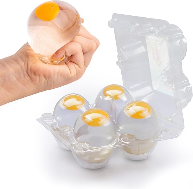 Funky Egg Splat Ball Squishy Toys | 4 Pack | Stress Relief Eggs Yolk Balls Squishies Fun Toy for Children | Anxiety Reducer Sensory Play | Tension Relief for Adults Autism & ADHD by Namre