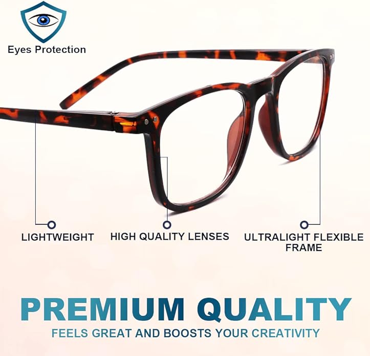 Blue Light Blocking Glasses, Blue Blocker Computer Glasses for Men Women, Anti Glare 400 UV & Eye Strain Fake Square Glasses