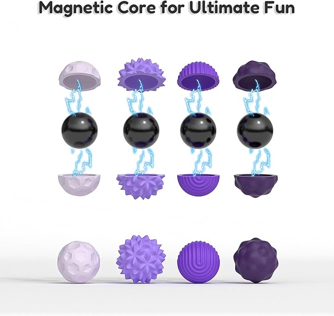 Magnetic Fidget Balls Toys for Adults&Teens, 8Pcs Silicone Sensory Stress Relief Toys with Autism, ADHD, Anxiety, Quiet Executive Desk Fidget Magnets Balls,Stocking Stuffers for Women Men Gifts