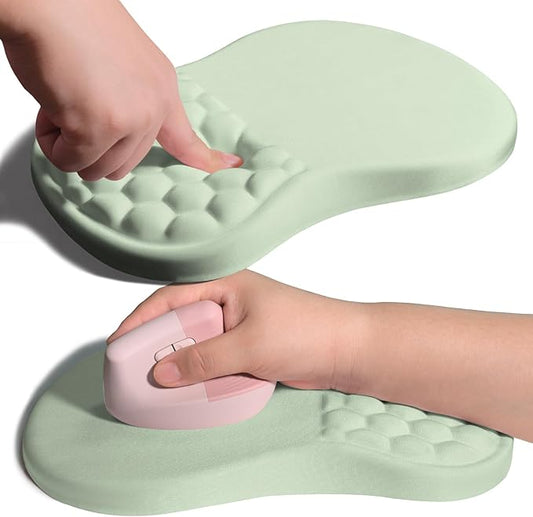 Ergonomic Joint Wrist Support Mouse Pad with Memory Foam Cushion Massage Bump, Carpal Tunnel Pain Relief Mousepad Slope Design for Wrist Rest, 11.8x7.9 in, DarkSeaGreen