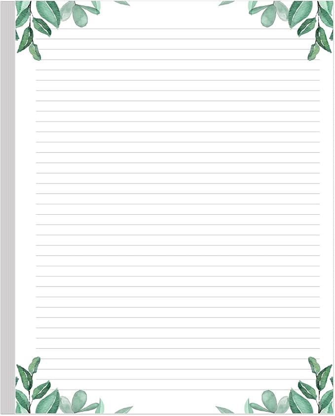 Stationery Lined Paper, Letter Size Unpunched Ruled Filler Paper, 100Sheets/200Pages Loose-Leaf Line, 100gsm, 8.5'' x 11'', Leaf