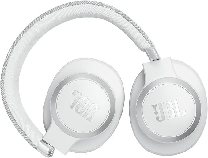 JBL Live 770NC - Wireless Over-Ear Headphones with True Adaptive Noise Cancelling with Smart Ambient, Up to 65 Hours of Battery Life, Comfort-fit Fabric Headband & Carrying Pouch (White)