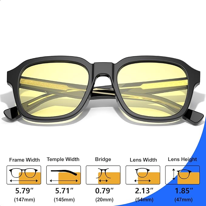 VISOONE Gaming Glasses Blue Light Blocking Oversized Square Computer Eyewear Men Women Bennett