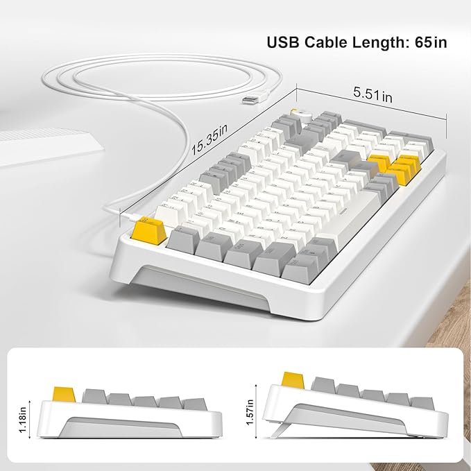 GEEZER AK96 Mechanical Gaming Keyboard - Pre-Lubed Red Switches, 96 Keys Full Size with LED Colorful Backlit, Clicky Creamy Sound, USB Wired Computer Keyboard with Volume Knob for PC, Mac, Windows
