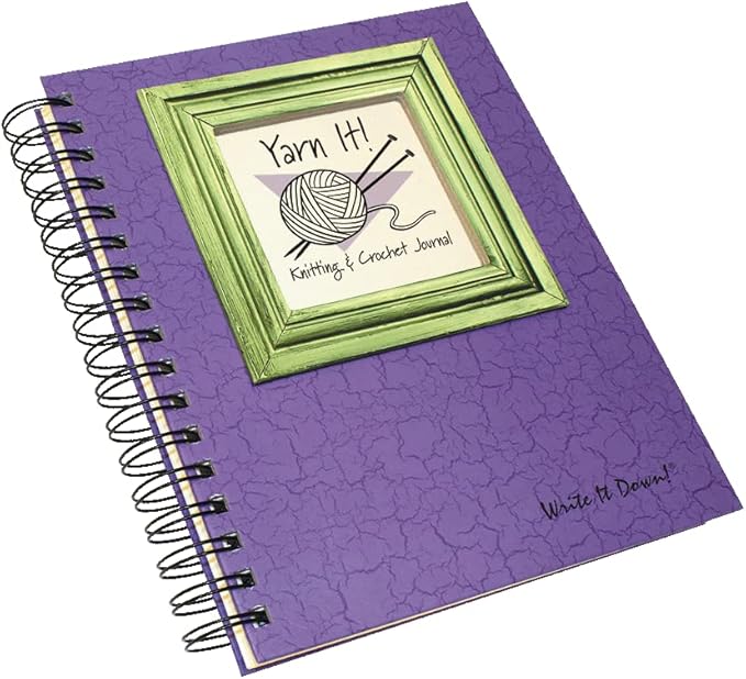 Write it Down series by Journals Unlimited, Guided Journal, Yarn It!, Knitting & Crochet Journal, Full-size 7.5"x 9", Purple Hard Cover, Made in USA