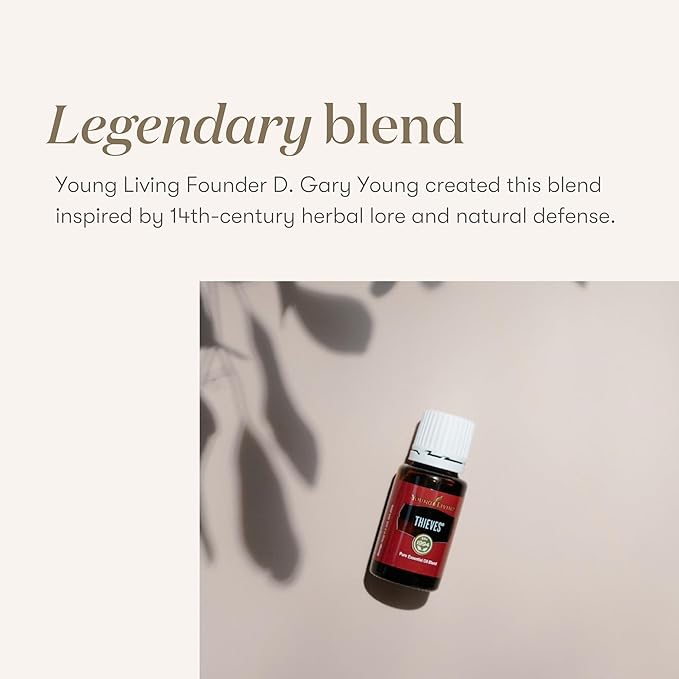 Young Living Thieves Essential Oil Blend | 5 ml | Lemon, Clove, Eucalyptus, Cinnamon Bark, Rosemary | Versatile for Diffusers, Topical Application, Freshening Spaces, Daily Wellness, and Home Care