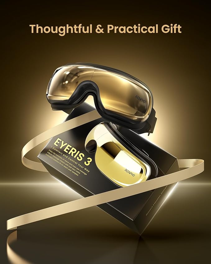 RENPHO Eyeris 3 Eye Massager with Heat and Cooling, Birthday Gifts for Women/Men, Voice Control Eye Mask with Removable Gel Mask & DIY Massage Settings, Eye Care Devices for Migraine