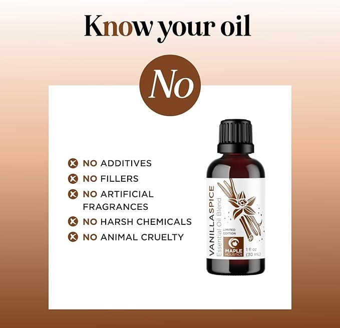 Vanilla Essential Oil Blend for Diffusers - Vanilla Spice Aromatherapy Essential Oil for Diffusers Baths Candles Soaps & DIYs Made with 100% Pure Oils Nutmeg Cinnamon Cardamom & Clove