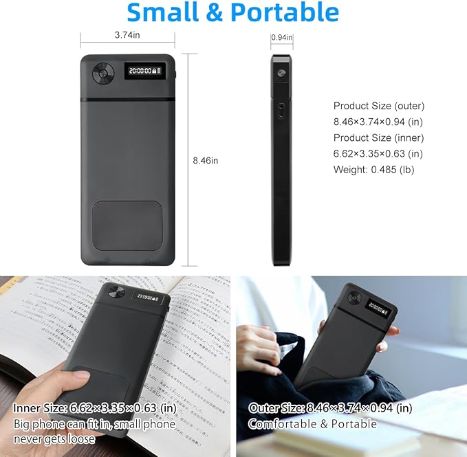 Phone Lock Box with Timer,Phone Lock Box,90 Days of Continuous Use,Quiet Mode,2 Charging Ports,Excessive Games,Mobile Phone Addiction