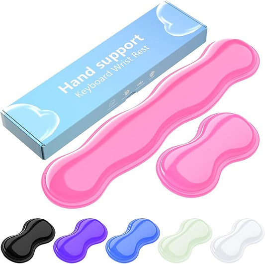 Gel Keyboard and Mouse Wrist Rest Set, Comfort Ergonomic Wrist Support, for Wrist Pain Relief, Computer Keyboard Wrist Rest (Pink)