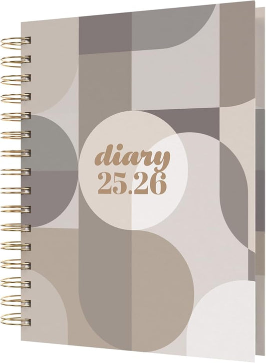 Collins 'Scandi' 14 Month Planner, July 2025-August 2026 Day-to-Page Diary, A5 Hard Cover, Geo Gray