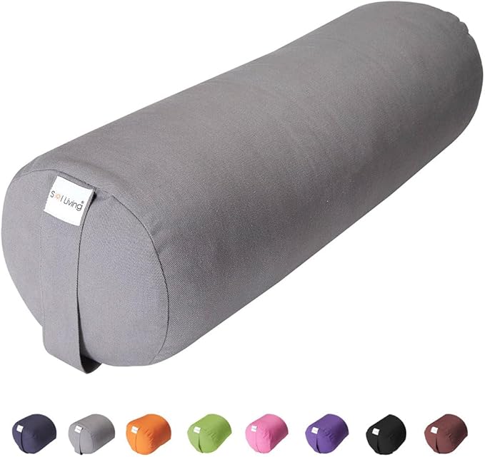 Sol Living Yoga Bolster Pillow for Restorative Meditation - 100% Cotton Cylindrical Cushion with Washable Cover for Balance Support in Asana Poses