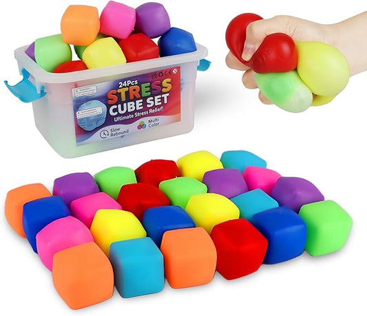 Mini Stress Cubes – Bulk Sensory Fidget Toys for Classrooms, Party Favors & Anxiety Relief – Slow Rising, Non-Toxic Desk Toys for Kids/Adults