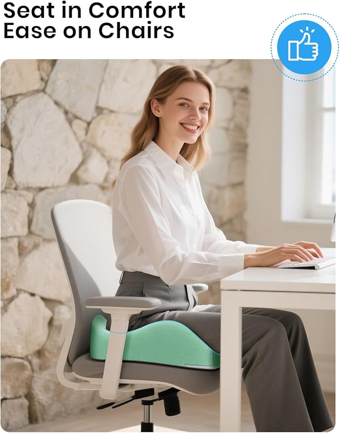 Benazcap Seat Cushion - Memory Foam Car Seat Pad - Sciatica & Lower Back Pain Relief - Car Seat Cushions for Driving - Road Trip Essentials for Drivers, Green