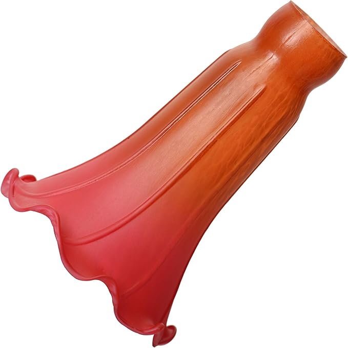 Bieye LS24 Lily Flower Blown Glass Lampshade (Orange Red, Opening I.D. 1.26" x O.D. 1.5")
