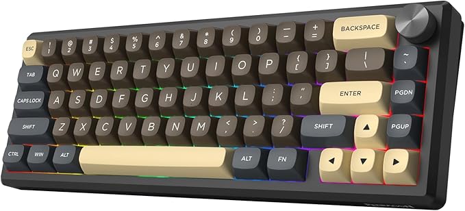 Redragon 60% Wireless Mechanical Gaming Keyboard, Full Aluminum Shell, Bluetooth/2.4GHz/USB-C, Hot Swappable Pre-lubed Linear Switches, Gasket Structure, Creamy Sound, Metal Knob, RGB Light