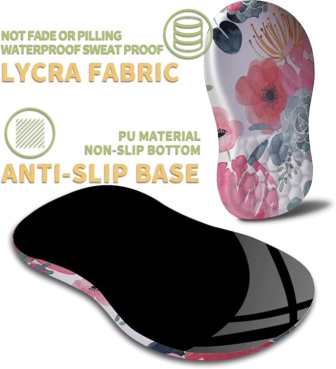 Ergonomic Mouse Pad with Wrist Rest Support, Massage Design Mouse pad Relief Carpal Tunnel Pain, Entire Memory Foam Non-Slip Mouse Pad, Computer Mouse Pads for Wireless Mouse Pad, Beautiful Flowers