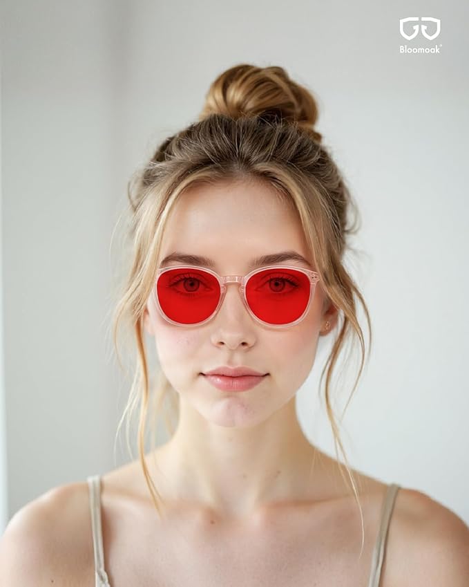 Bloomoak 99% Orange Blue Light Blocking Glasses,Retro Trendy Round Style,Relieve Eye Fatigue,Improve Sleep For Screens/Games