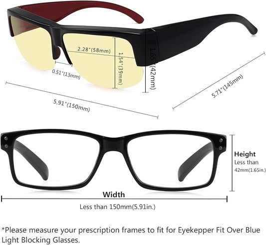 Eyekepper 30% Anti-Blue Light Blocking Computer Glasses,Fit Over Readers with Transparent Lens Black Red