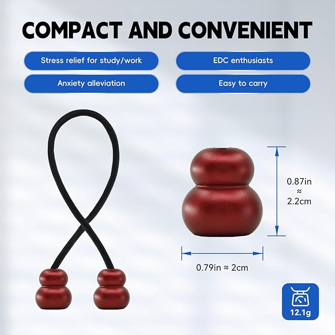 Fidget Beads, Metal Fidget Toy EDC Anxiety Relief Toy for Men Women Teens Skill Players Stress Relief Toys(B-Red)