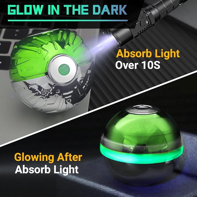 Heavy Duty Lumious Fidget Spinner Toy EDC for Kids Adults, Glow Fidget Spere Ball Stainless Steel Bearing, Stress Anxiety Relief Toy for Office Home Classroom, Birthday Gift for Boy Girl Man Woman