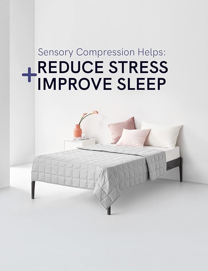 YnM Weighted Blanket,Heavy 100 Percent Oeko-Tex Certified Cotton Material, Bed Blanket for One Person of 160lbs, Ideal for Queen/King Bed (60x80 Inches, 17 Pounds, Light Grey)