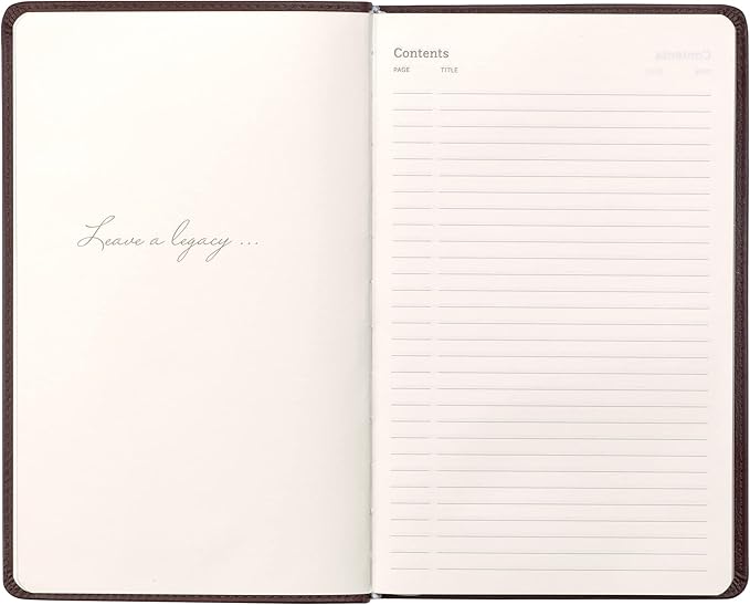 Classic Leather Notebook Writing Journal, Softcover, Narrow Ruled, Table of Contents and Numbered Pages