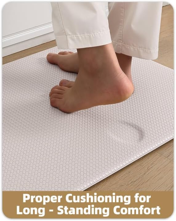 Color&Geometry Anti Fatigue Cushion Kitchen Mat for Floor -17"x79",Long,Easy Clean, Water & Oil Proof, Anti Slip, Foam Rubber Runner Rug for Front Sink Comfort Standing,Floral White