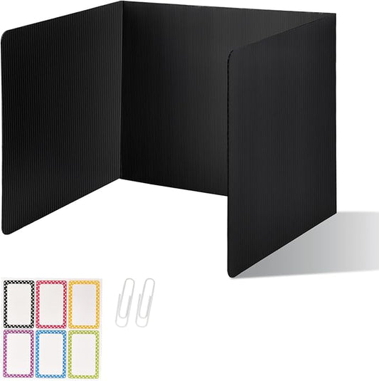 2 Pack Desk Dividers for Students,3-Fold Privacy Screens,Testing Dividers for Classroom Waterproof,Plastic Easy Clean Privacy Shields for Student Includes Extra Labels