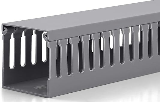 ZhiYo 66in(4X L16.5in) Professional Server Rack Cable Management Raceway, H2in x W2in Cable Raceway Kit, Electrically Safe PVC Open Slot Wire Raceway for Under Desk/Computer/Network Cords, Grey