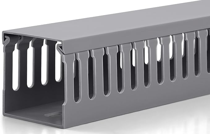 ZhiYo 99in(6X L16.5in) Professional Server Rack Cable Management Raceway, H2in x W2in Cable Raceway Kit, Electrically Safe PVC Open Slot Wire Raceway for Under Desk/Computer/Network Cords, Grey