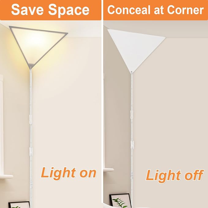 Easy Installation Corner Light with Linen Shade, 2 Pack Corner Lights for Living Room, Space-Saving Plug in Ceiling Light with Switch, Modern Apartment Lighting for Bedroom, Office, Study