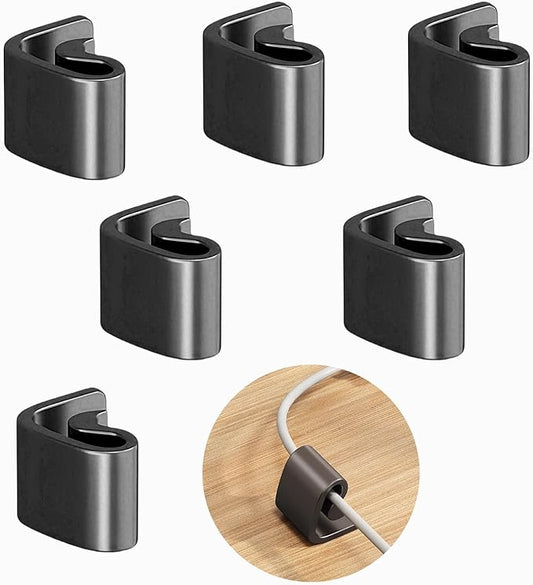 Cord Organizer, 6 Pcs Cable Clips, Cable Smooth Adjustable, Organise Mobile Phone Charging Cables, Suitable for Organising Bedside Cabinets, Walls, Desks, Cars (1-Hole)