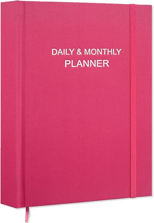Daily & Monthly Planner for 2025 2026 or Anytime - ADHD Planner Two Pages Per Day, Daily Planner Undated to Increase Focus, Eliminate Overwhelm, Achieve Your Biggest Goals, 8.5'' × 11'', Pink