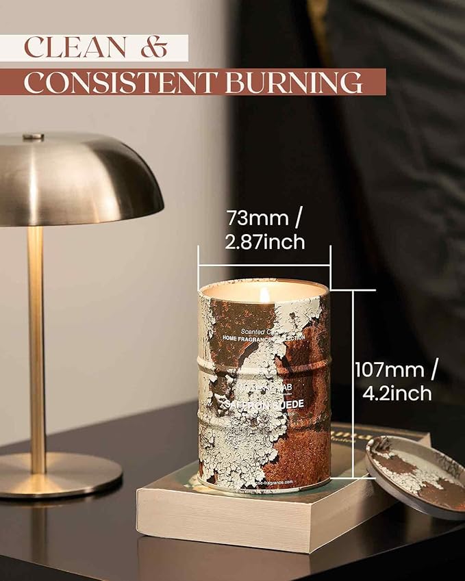 M&SENSE Saffron Suede Scented Candles Natural Non Toxic, Aromatherapy Candle for Stress Relief Meditation Relaxing, Housewarming Gifts for Women Men, 11.3oz 70 Hour Long Burning