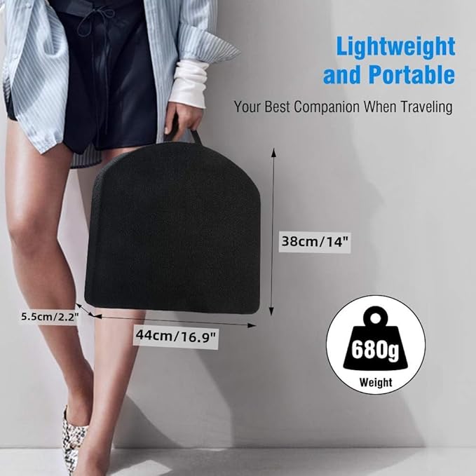 Tsumbay Memory Foam Seat Cushion, Office Soft Seat Cushion with Carry Handle, Washable Cover, Comfortable Coccyx Cushion for Home Office Chair Pad, Car Seat, Wheelchair -Black