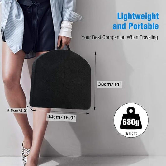 Tsumbay Memory Foam Seat Cushion, Office Soft Seat Cushion with Carry Handle, Washable Cover, Comfortable Coccyx Cushion for Home Office Chair Pad, Car Seat, Wheelchair -Black